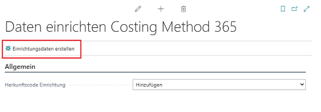Daten einrichten Costing Method 365