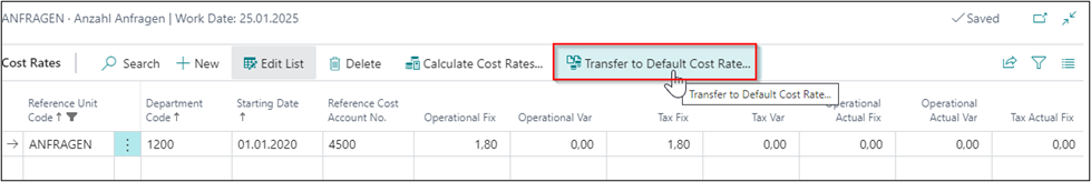 Call Transfer to Default Cost Rate