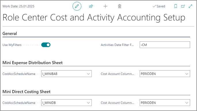 Role Center Cost and Activity Accounting Setup
