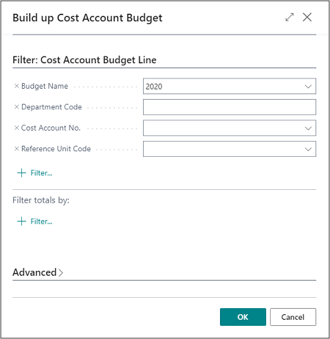 Build up Cost Account Budget 2