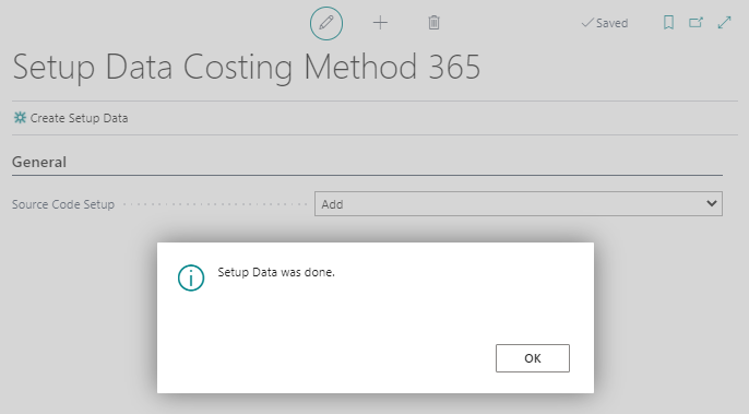 Message - Setup Data Costing Method 365
